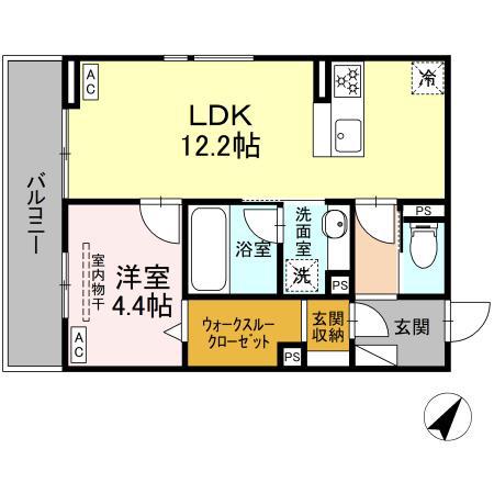 D CREST津島町(1LDK/2階)の間取り写真