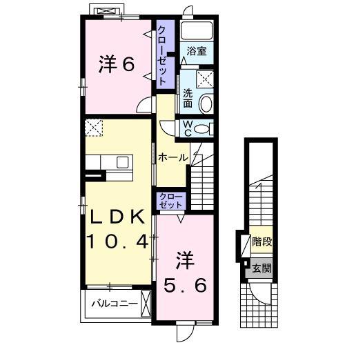 フリシュ ライツ(2LDK/2階)の間取り写真