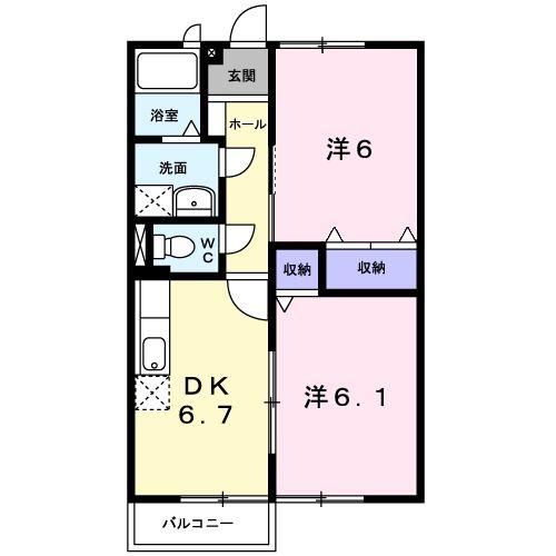 カリエーラ 753(2DK/2階)の間取り写真