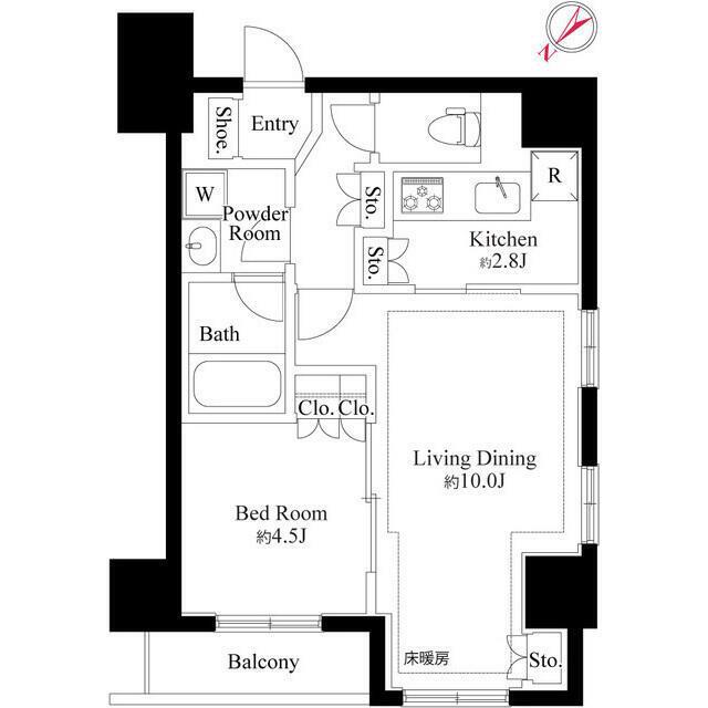 グランスイート銀座レスティモナーク 部屋番号0301(1LDK/3階)の間取り写真