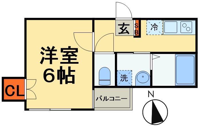 フェリオ松飛台(1K/2階)の間取り写真