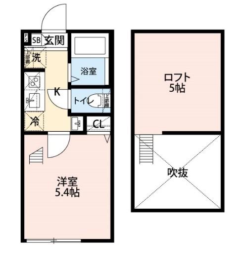 ペルラ小岩(1K/2階)の間取り写真