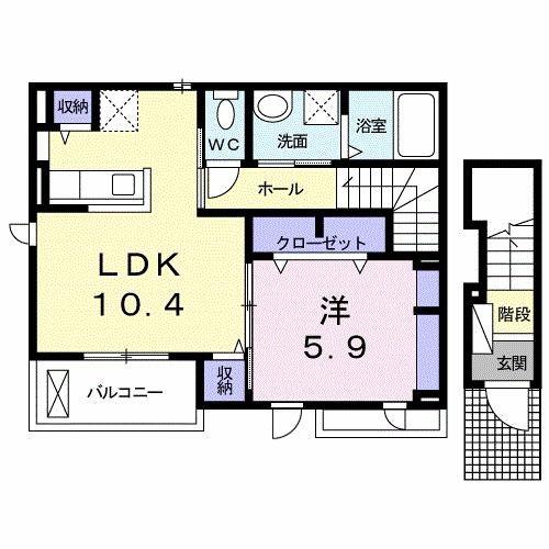 ジャン ノーブル L(1LDK/2階)の間取り写真