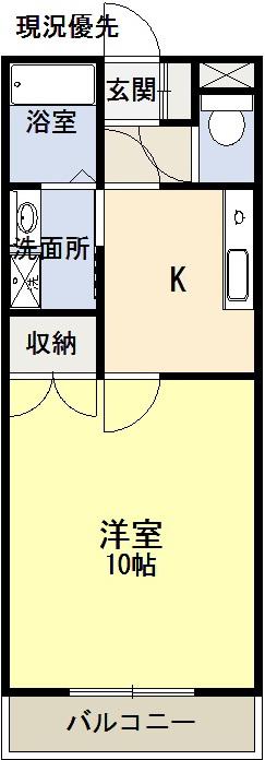グリーンモール八雲園(1K/1階)の間取り写真