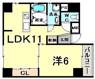 AOI FLATS(1LDK/7階)の間取り写真