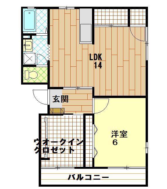フレグランス高木(1SLDK/2階)の間取り写真