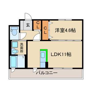 シャーメゾン今川(1LDK/1階)の間取り写真