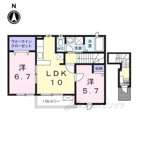 サニーセレノE(2LDK/2階)の間取り写真