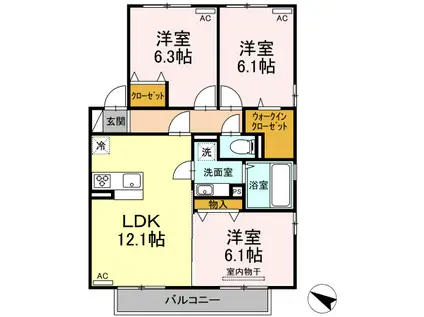 アベニール(3LDK/2階)の間取り写真