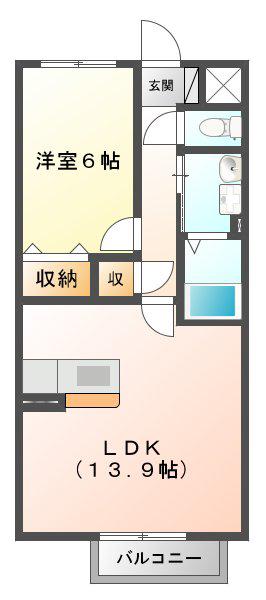 スターライズ(1LDK/1階)の間取り写真