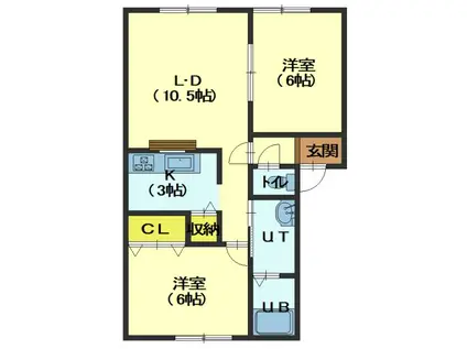 メイプルハイムII(2LDK/2階)の間取り写真