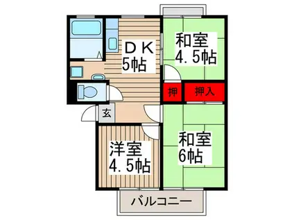 栗原コーポB(3DK/2階)の間取り写真