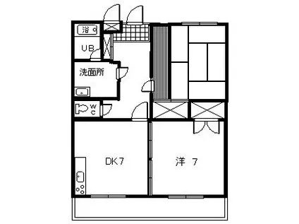 アネックスK(2DK/1階)の間取り写真