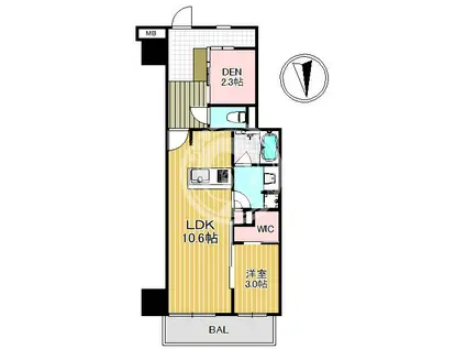 イニシア大手前(1LDK/10階)の間取り写真