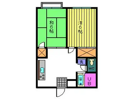 セシール今成B棟(2DK/2階)の間取り写真