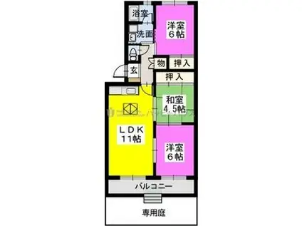 エクセレント・フジ(3LDK/1階)の間取り写真