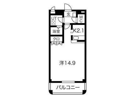 ハイムルミナス(1K/2階)の間取り写真