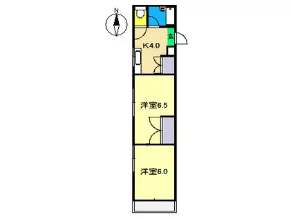 ハイツリバーサイド(2K/3階)の間取り写真