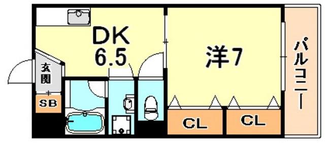 プラタナス・アベニュー(1DK/2階)の間取り写真