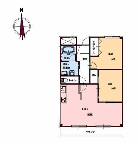 神辺中央マンション(2LDK/1階)の間取り写真