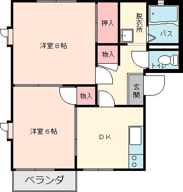 ハイツ小沢(2DK/2階)の間取り写真