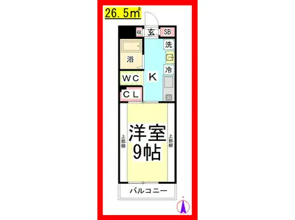 TD サングレイス湘南(1K/1階)の間取り写真