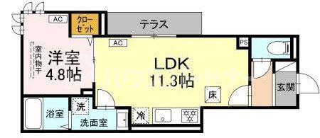 セレスティア豊島S(1LDK/1階)の間取り写真