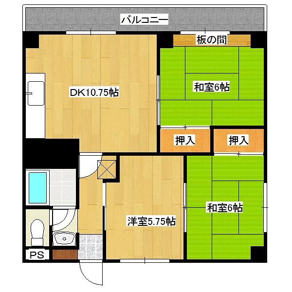 レジデンスコスモ(3LDK/1階)の間取り写真