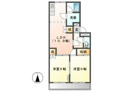 アンシャンテ(2LDK/2階)の間取り写真