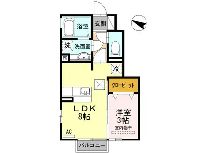 サニーフラット大道北 A(1LDK/1階)の間取り写真