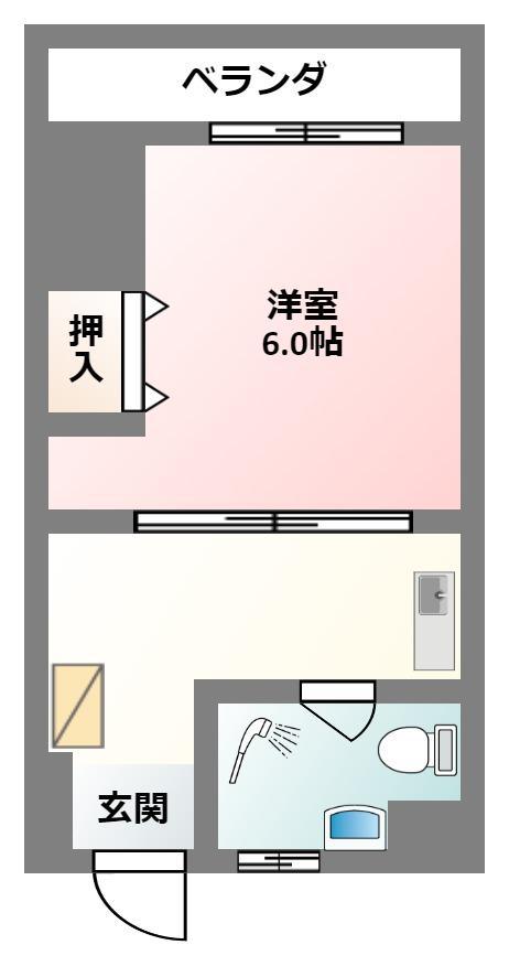 パラシオ新町(1K/1階)の間取り写真