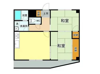 ハイツ若林(2LDK/3階)の間取り写真