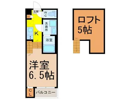 ハーモニーテラス守山(1SK/2階)の間取り写真