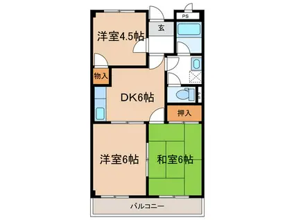 リンピア中村(3DK/1階)の間取り写真