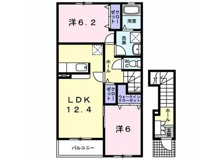 ベル・ル・ジャルダンII(2LDK/2階)の間取り写真