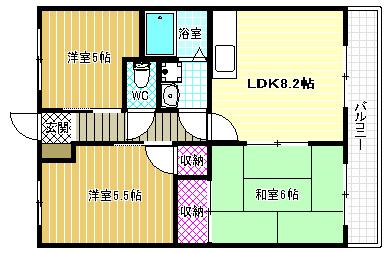 尾崎コーポ(3LDK/4階)の間取り写真
