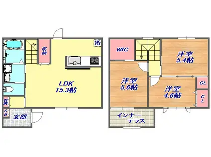 ガーデンコート西岡本(3LDK/1階)の間取り写真