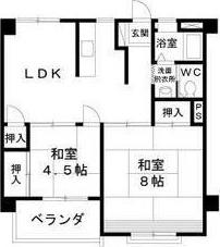 若杉ビル(2LDK/4階)の間取り写真