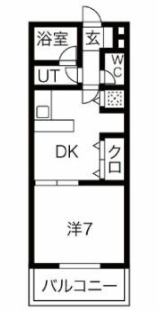 くすのき城OZ(1DK/2階)の間取り写真
