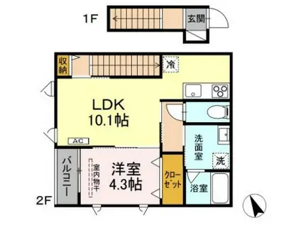 ブルームマーレ(1LDK/2階)の間取り写真