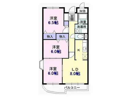 カンタベリーベル(3LDK/3階)の間取り写真