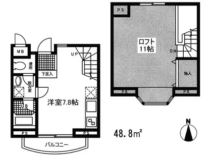 CASA GIOIA(ワンルーム/1階)の間取り写真