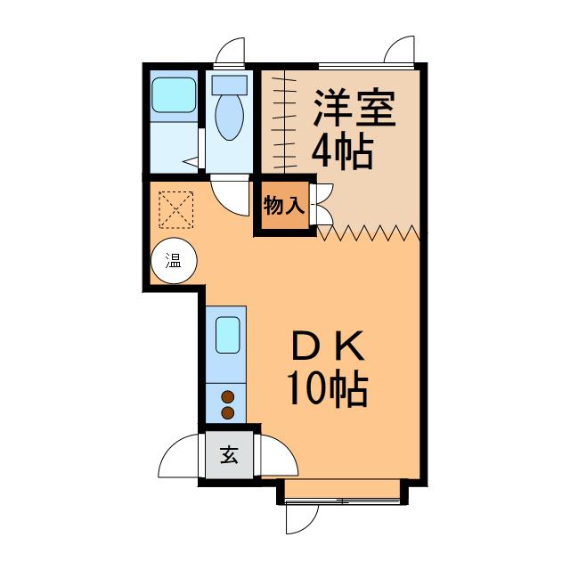 ノースハイムB(1DK/2階)の間取り写真