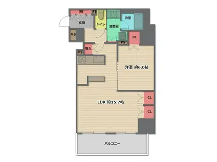 プレサンス レジェンド 大阪新町タワー(1LDK/4階)の間取り写真