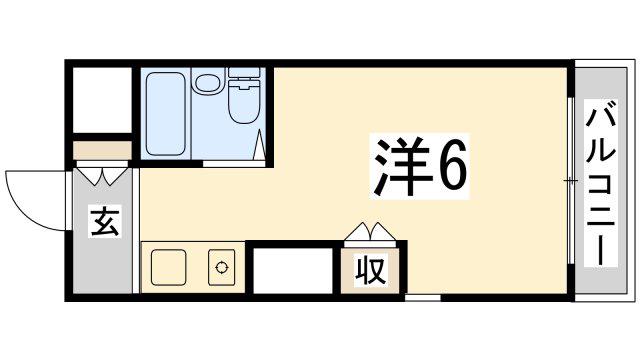 スカイコート姫路(ワンルーム/4階)の間取り写真