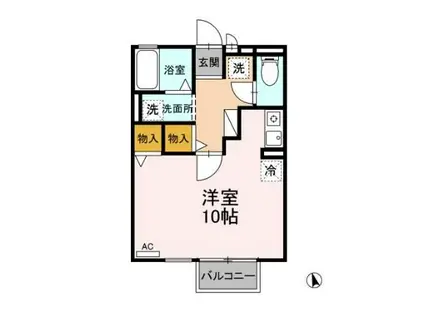 ラ・メールTAKASAGO A(ワンルーム/1階)の間取り写真