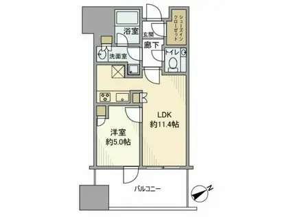 麻布台ヒルズレジデンスB(1LDK/7階)の間取り写真