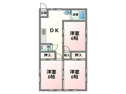 フレンドK(3DK/2階)の間取り写真