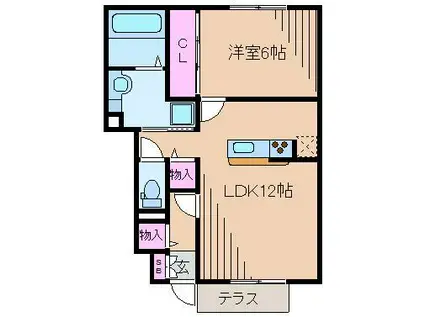 リッツハウス ミノールII(1LDK/1階)の間取り写真