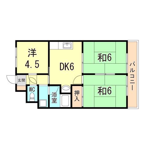 多聞ニューハイツ(3DK/3階)の間取り写真